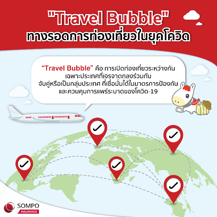 Travel Bubble คือการเชื่อมต่อการเดินทางระหว่างประเทศที่สามารถจัดการเรื่องโรคโควิด 19 ได้เป็นอย่างดี ภายใต้ความตกลงสามารถเดินทางภายข้อตกลงหรือพื้นที่จำกัดได้โดยไม่ต้องถูกกักตัว